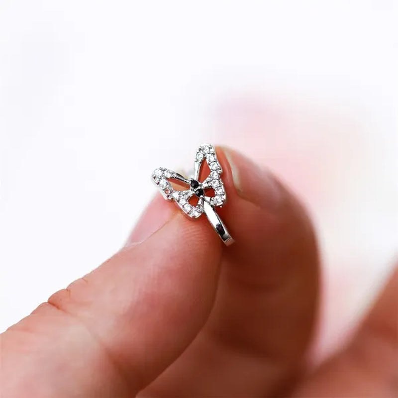 1 PC Crystal Diamond Fake Piercing Nose Ring Butterfly Non Piercing Clip on Nose Ring Ear Clips Cuff Body Jewelry