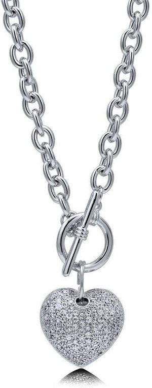 Heart Statement Medium Fashion Anniversary Toggle Pendant Necklace for Women (Gold-Tone, Silver-Tone)