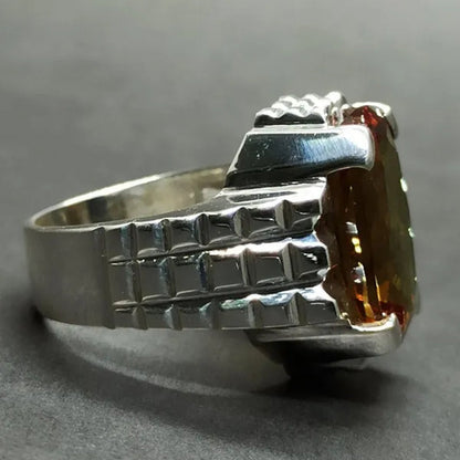 14 Carat Big Oval Cut Alexandrite Mens Ring  Silver color Handmade Color Changing Gemstone Ring Size 5-15