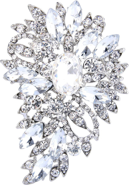 Women'S Austrian Crystal Wedding Flower Leaf Bouquet Brooch
