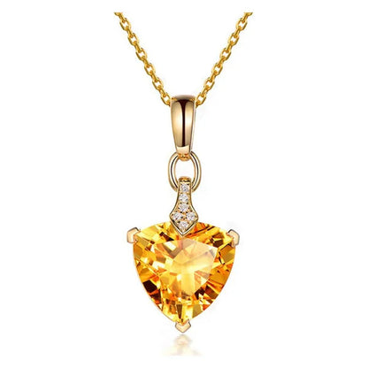 Romantic 18k Golden Plated Copper Setting Heart Shape Citrine  Jewelry Set Love Shape Pendant Necklace Heart Micro Inlaid Cubic Zirconia Stud Earrings Butterfly Open-End Ring Flower Bracelets for Women Gifts