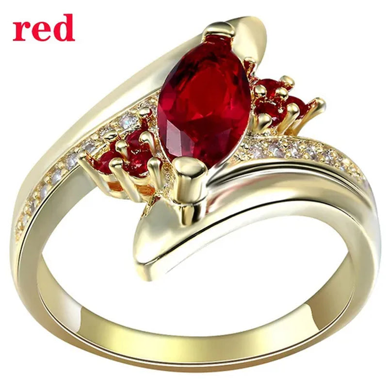Size 6-10 Jewelry Woman's Blue Sapphire 18K Golden Plated Ring Gift  ( Choice Color and Size )