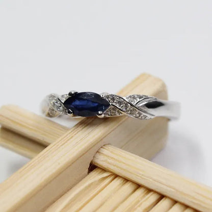 Hotsale Natural Sapphire Ring 3*6Mm Natural Sapphire Gemstone Silver Ring Solid 925 Silver Sapphire Ring from Chinese Sapphire Mine