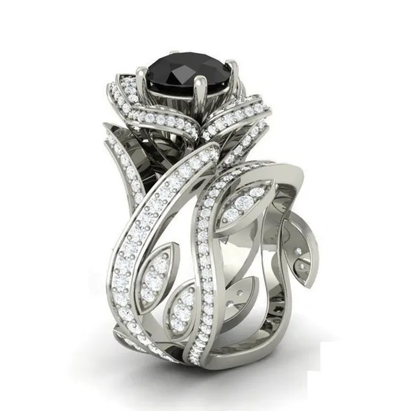 925 Sterling Silver Flower Leaf Round Cut Clear CZ Diamond 4.50CT Wedding Bridal Ring