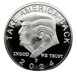 SILVER PLATED Donald J. Trump 2024 President W/Display Case Masters Coins