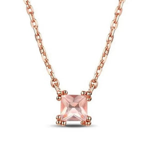 Majesty Diamonds MDS170308 0.33 CT Princess PinK Rose Quartz Solitaire Pendant Necklace in .925 Sterling Silver with 18K