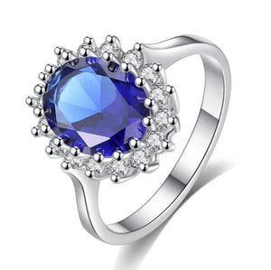 925 Sterling Silver Fashion Princess Diana Engagement Wedding Ring For Women Solitaire