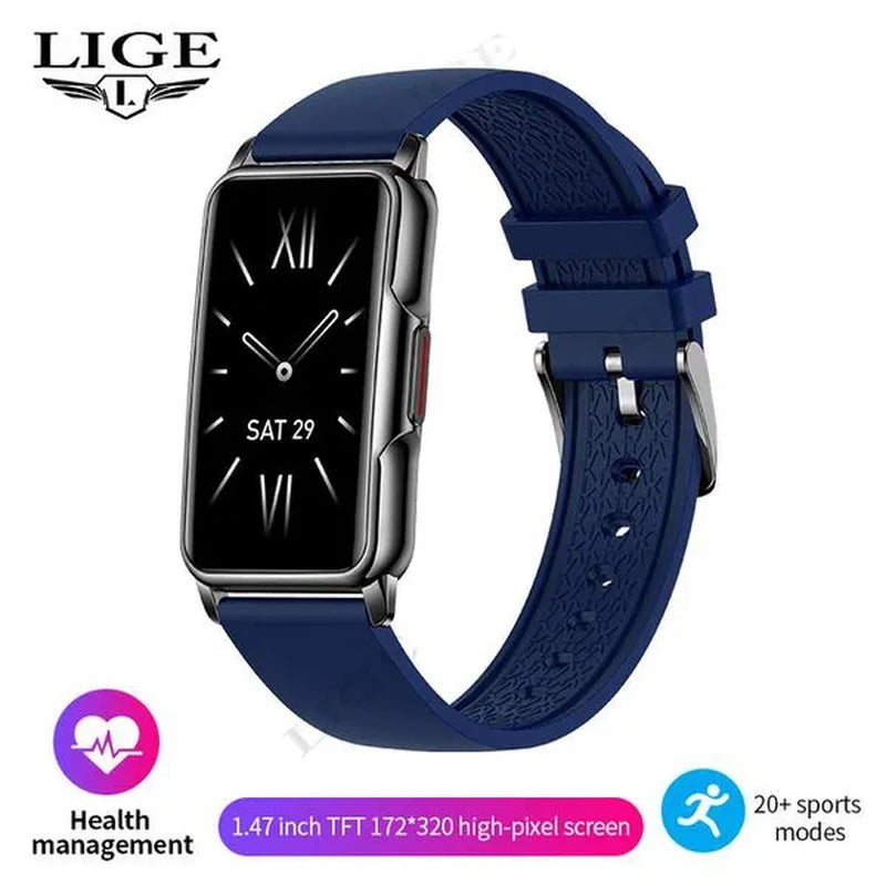 LIGE 2023 Newest 1.47-Inch Full Touch Sports Smart Bracelet Watch for Men and Women Fitness Tracker Health Monitors IP67 Waterproof Smart Wristbands Montre Connecter