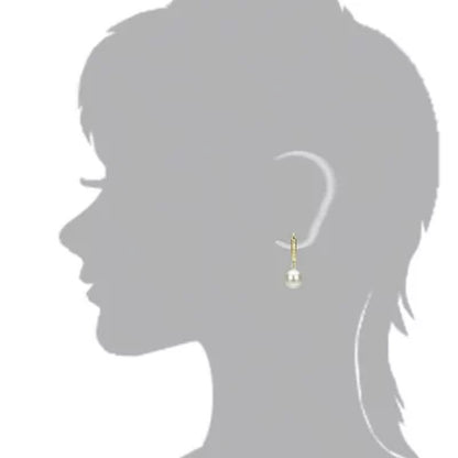 7-8Mm Freshwater Pearl Diamond Cut Leveback Earrings in 14K Yellow Gold