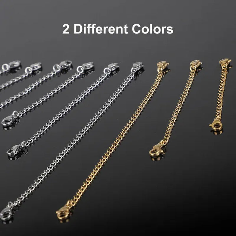 Necklace Extenders, Stainless Steel Necklace Bracelet Extender Chain Set, Anklet Extension Chains with Double Lobster Clasps and Closures for Jewelry Making, Fine Chain (Silver and Golden), 12Pcs
