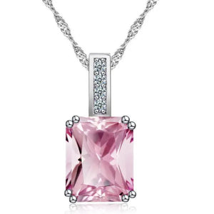 woman fashion Jewellery Simplicity Elegant Sapphire/Amethyst/Pink Necklace  Silver Banquet engagement  Jewellery Necklace