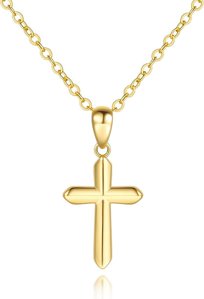Womens Gold Cross Necklace 14K Gold Cross Necklaces for Women Crosses Pendants Necklaces for Women Soft Lines and Smooth Edges Womens Chain Crosses Necklace