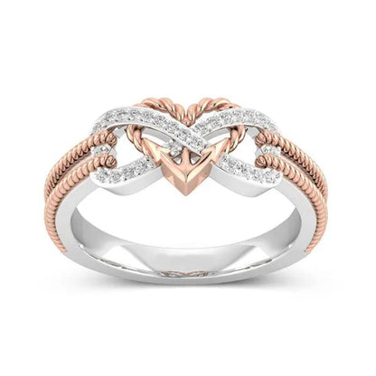 Delysia KingHigh-quality exquisite two-color rose gold/black filled ring female natural ring bride princess wedding engagement heart ring