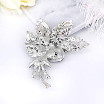 Big Large Brooch Pin Austrian Crystal Leaf Shape Bouquet Rhinestone Scarf Decoration Wreath Cloth Brooches Pins for Women Girls