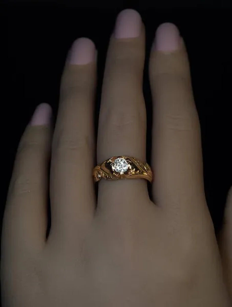 Classic Women's Fashion Natural Gemstones White Sapphire Gold Maple Leaf Ring Anniversary Gift Engagement Wedding Band Rings Jewelry Size 5-10