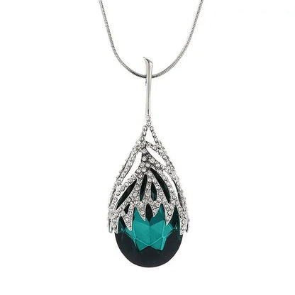 Fashion Crystal Diamond Water Dripping Sweater Chain Women's Geometric Long Necklace