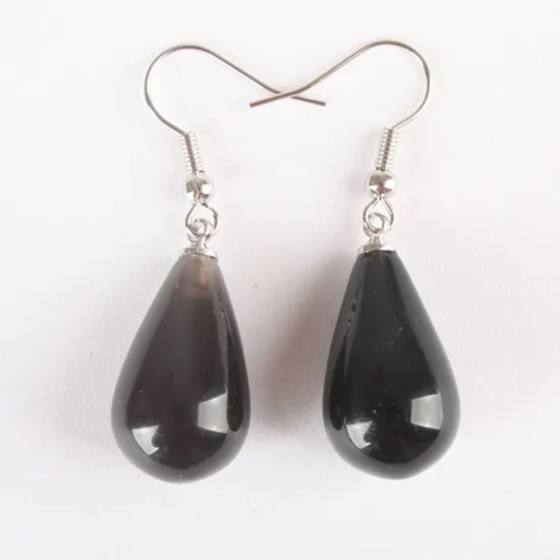 1 Pair 13X20MM Amethyst Clear Quartz Lapis Lazuli Turquoise Rose Quartz Opal Obsidian Jasper Drop Cone Bead Hook Dangle Diy Earrings