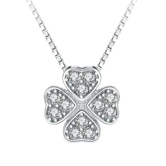 Majesty Diamonds MDS170389 White Zircon Four Leaf Clover Fancy Pendant Necklace in .925 Sterling Silver