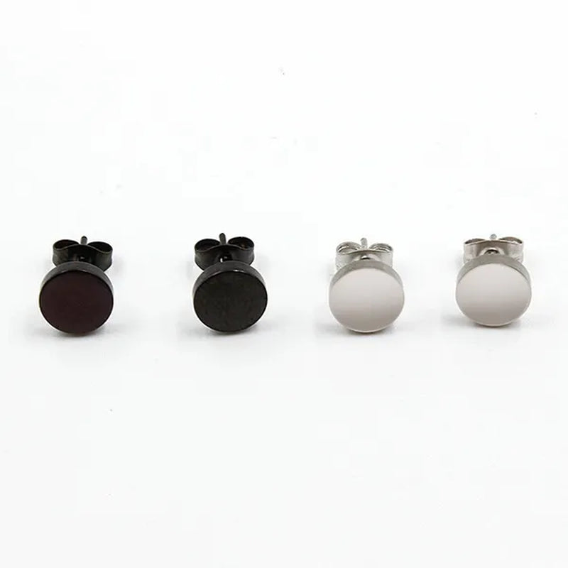 1PCS Stainless Steel Black Color Hypoallergenic Minimalist Flat Circle Earings for Men and Women Daily Wear Steel Titanium Earrings