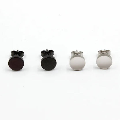 1PCS Stainless Steel Black Color Hypoallergenic Minimalist Flat Circle Earings for Men and Women Daily Wear Steel Titanium Earrings
