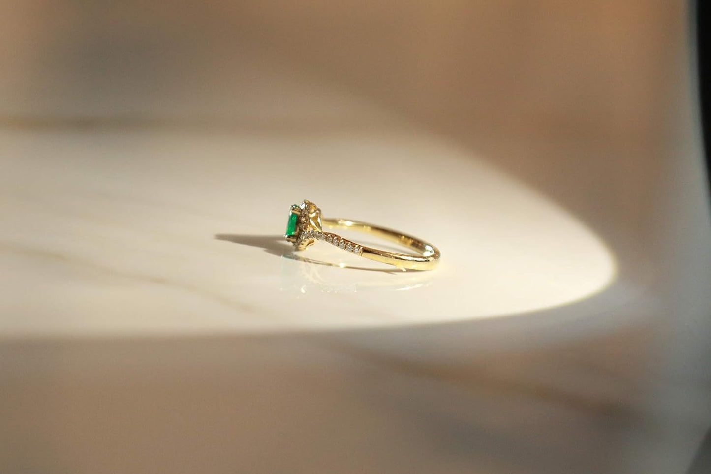 10K Yellow Gold Natural Zambian Emerald Ring with Natural Diamonds for Women | Ethically, Authentically & Organically Sourced Oval-Cut Emerald Hand-Crafted Jewelry for Her | Emerald Ring for Women.