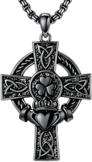 925 Sterling Silver Cross Pendant Necklace for Men Women Amulet Necklace Protection Jewelry Religious Gifts(With Gift Box)