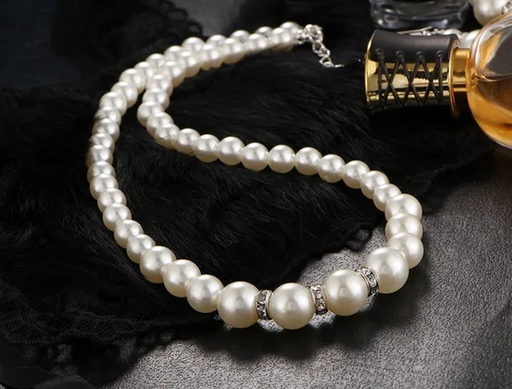 Wedding Jewelry Set Bride Bridesmaid Elegant Princess  Crystal Necklace Earrings Bracelet Pearl Jewelry Set For Women Girl - WORLD TIME VISITS
