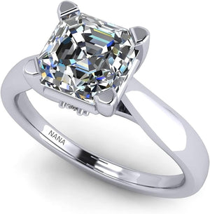1To4Ct Simulated Diamond Engagement Ring Round-Princess-Cushion-Asscher Solitaire Lucita Cz & Silver