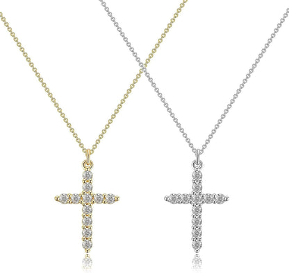 Crown Cross Necklace for Women, 14K Gold Silver Cubic Zirconia Crown Cross Necklace, Diamond Gold Silver Cross Necklaces, Dainty Cross Faith Simple Trendy Charm Jewelry Gift for Women
