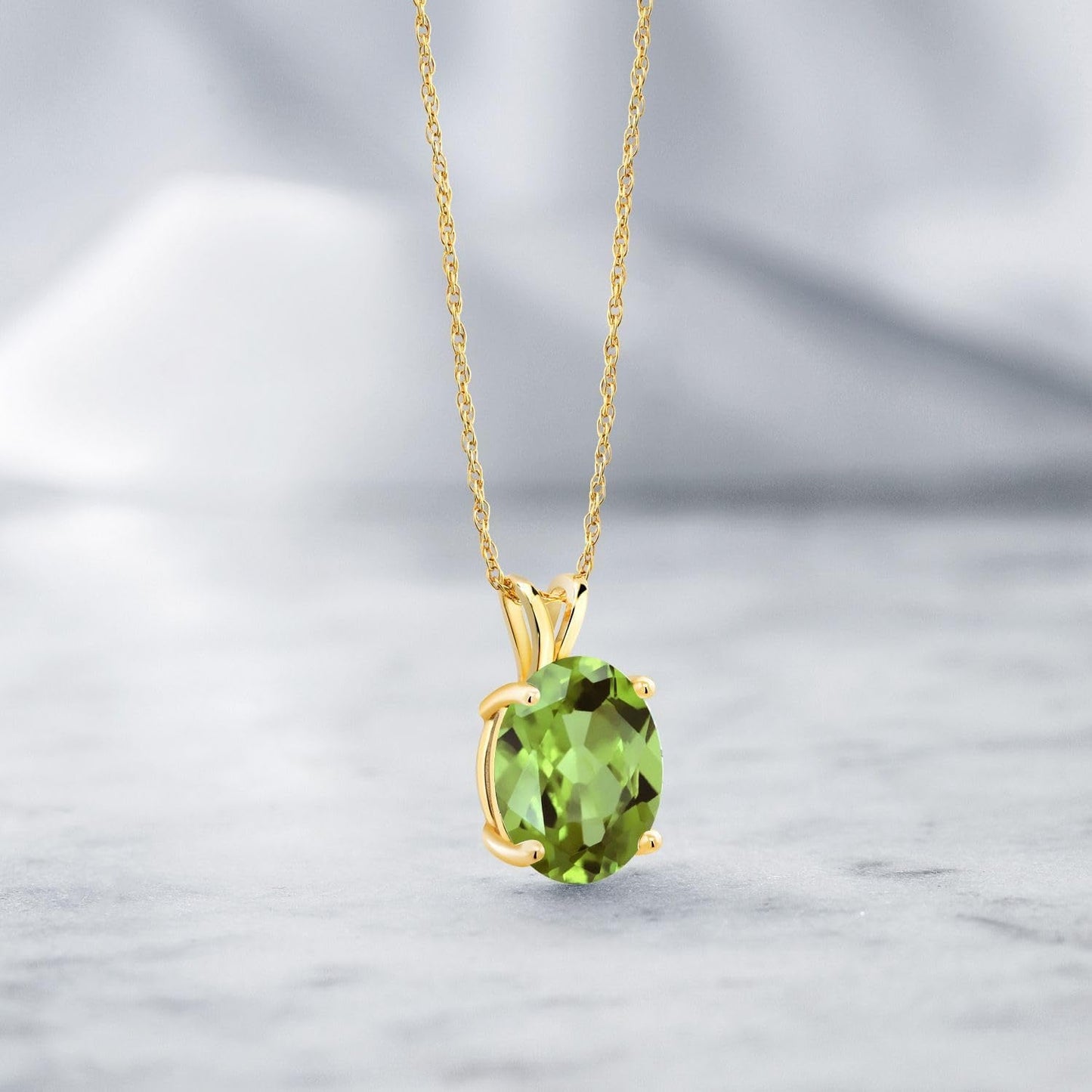 14K Yellow Gold Oval Gemstone Birthstone Pendant Necklace | Oval 11X9MM | Gold Necklace for Women | with 18 Inch 14K Gold Chain