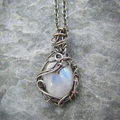 Moon Shape Moonstone Pendant Necklace For Women Female Fashion Jewelry Gifts For Girl