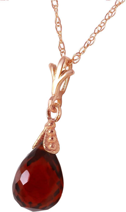 14K Solid Gold Jewelry Set: Natural Briolette Garnet Pendant Necklace and Dangle Earrings