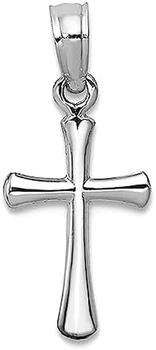 14K Gold High Polished Beveled Cross Pendant, 18X11Mm