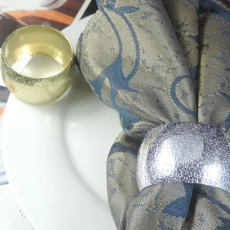 6pcs Silver Gold Wide Face Round Metal Napkin Ring for Wedding Banquet Dinner Table Decor