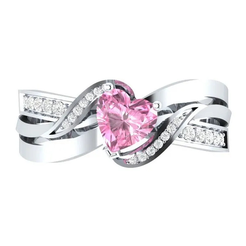 Natural Black Sapphire & Diamond Heart Cut Engagement Wedding 18 K White Gold Filled Ring - WORLD TIME VISITS