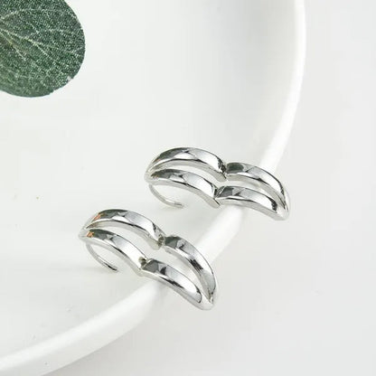 1Pair Stainless Steel Hoop Earrings Punk Multilayer round Double Hip Hop Pierced Stud Earrings