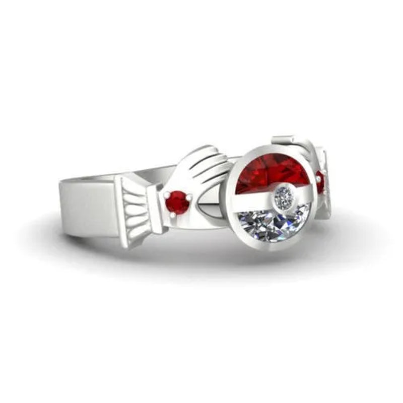 Unique Silver Anniversary Statement Ring Natural Gemstones Ruby Ring Wedding Bride Engagement Band Charm Ring Jewelry