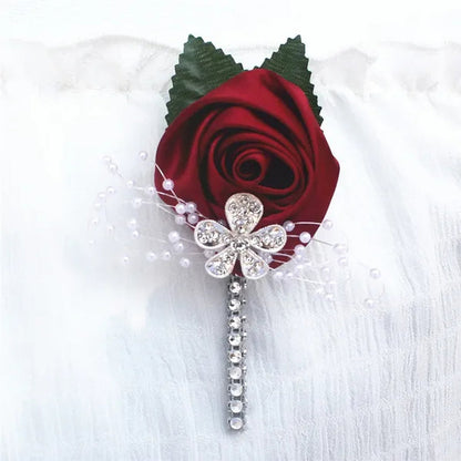 6Piece/Pack Custom Made Flower Lapel Pin Mens Wedding Boutonniere Handmade Wedding Brooch Buttonhole Grooms Boutonnieres XH0677Y