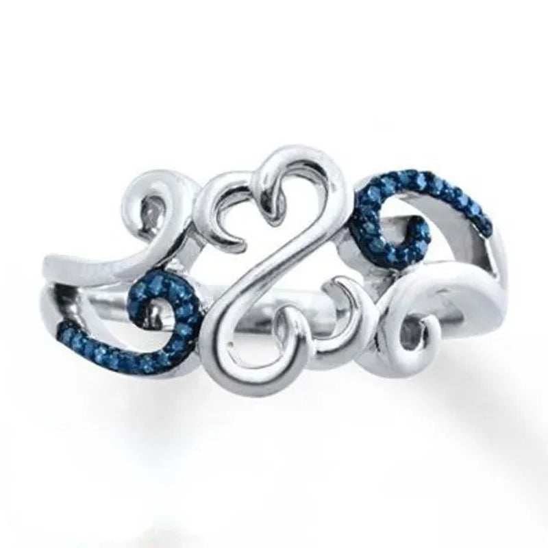 Trendy Heart Filigree Sapphire for Women Engagement Wedding Rings Jewelry Gift - WORLD TIME VISITS