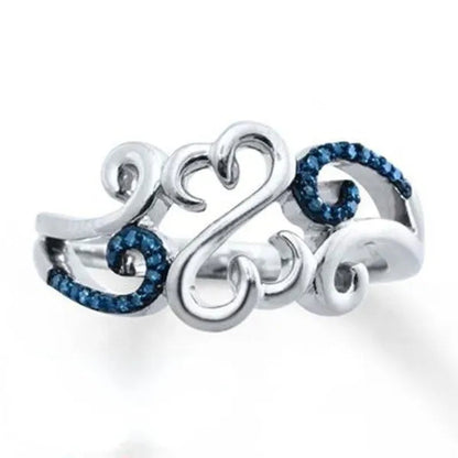 Trendy Heart Filigree Sapphire for Women Engagement Wedding Rings Jewelry Gift - WORLD TIME VISITS