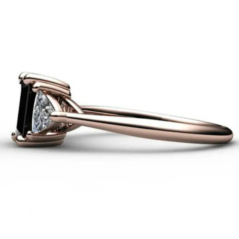 Classic Fashion 18K Rose Gold Black Diamond female Engagement Engagement Bride Princess Love Ring Size 5-11