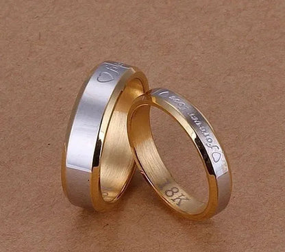 New Eternal Love Gold and Silver Rings Couple Gold Ring