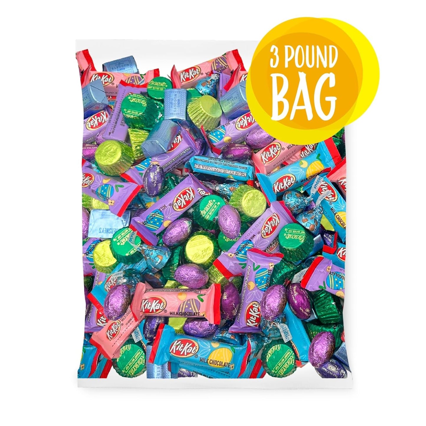 Easter Chocolate Candy Mix - HERSHEY'S NUGGETS, KITKAT, ROLO, Peanut Butter Hearts, 3-Pound Variety Pack - about 130 Pieces