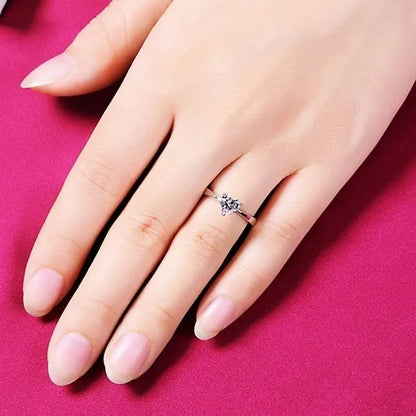 Simple Silver Color Ring Love White Zirconia Women Ring Wedding Anniversary Christmas Gift Beach Party Jewelry