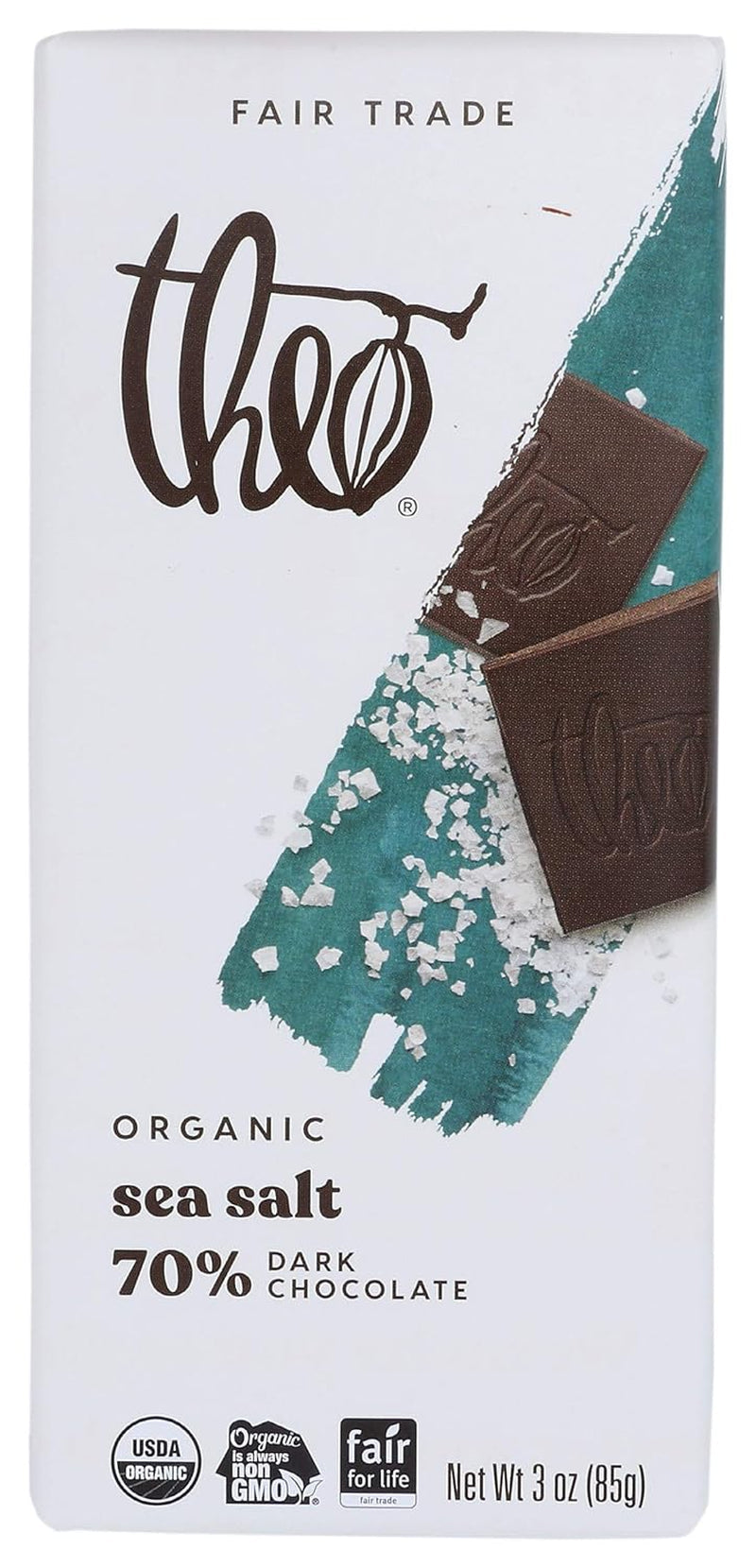 Sea Salt Organic Dark Chocolate Bar, 70% Cacao, 1 Bar | Vegan, Fair Trade