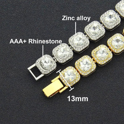 Hip Hop Bracelet Cuban Link Bracelet Ice Out Tennis Bracelet for Men and Women Hip Hop Jewelry