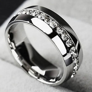Men Women Couple Stainless Steel Wedding Diamond Ring Titanium Engagement Band