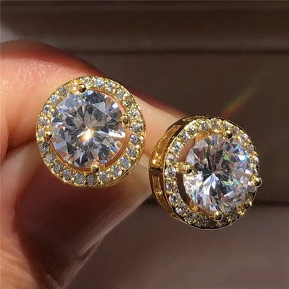 1.25ct Round Moissanite White Diamond Halo Brilliant Cut Stud Earrings   White   Bride Wedding Engagement Jewelry Gifts