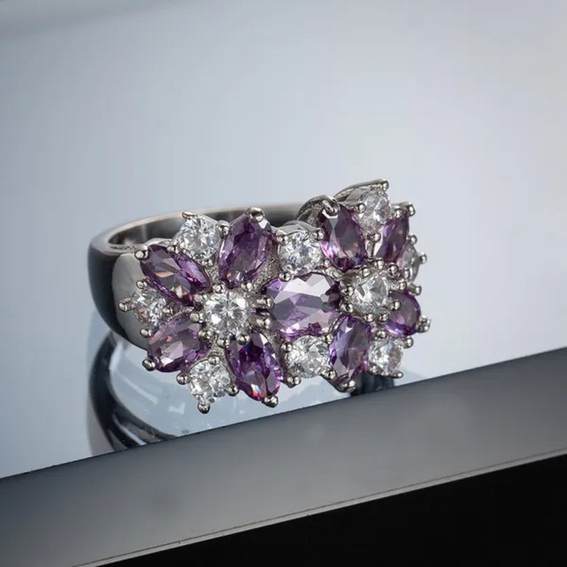 Fashion Women 925 Sterling Silver Sapphire & White Topaz Gemstones Rings Size 6 7 8 9 10