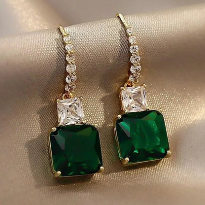 Elegant Bridal Wedding Earrings Hook Square Cut Emerald Earrings for Women Fashion Accessories